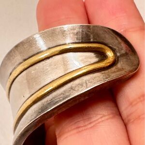 Taxco México 925 Silver and Gold Tone Cuff Bracelet - over 33g